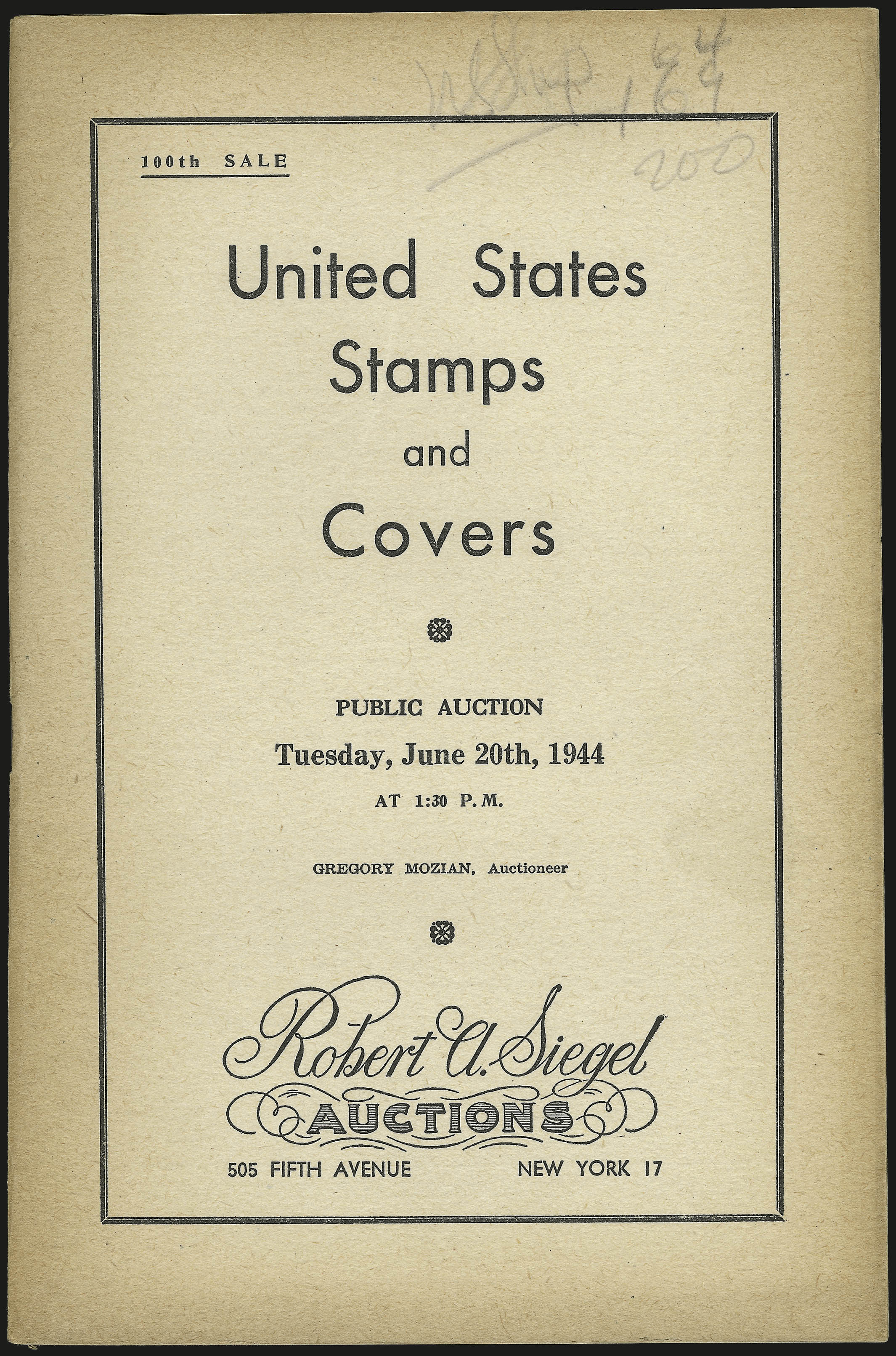 Sale no. 989 — Lot no. 343 — Siegel Auction Galleries