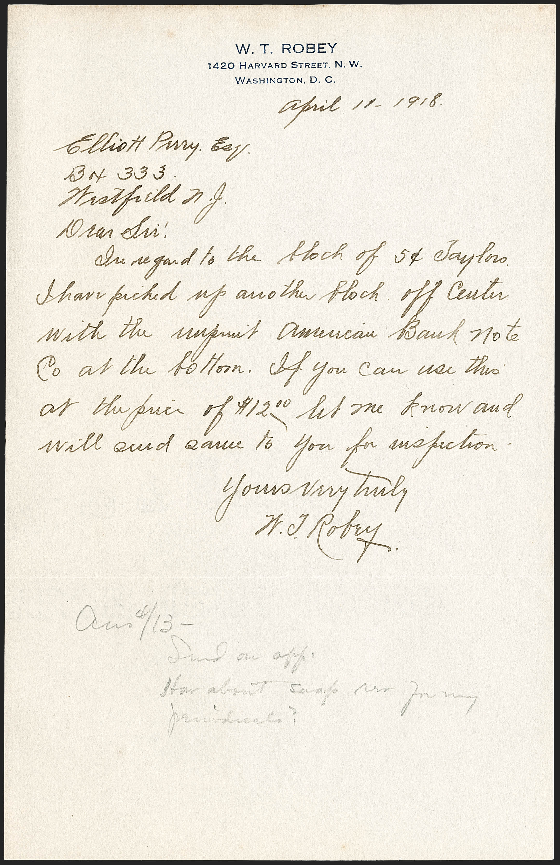 Sale no. 1233 — Lot no. 1539 — Siegel Auction Galleries