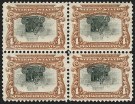4c Deep Red Brown & Black, Center Inverted, Multiples, (Scott 296a)