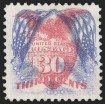 30c Ultramarine & Carmine, Center Inverted, (Scott 121b)