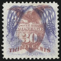 Sale Number 1052, Lot Number 2, 30c Ultramarine & Carmine, Flags Inverted (121b)