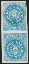 Sale Number 1224, Lot Number 314, ARGENTINA, 1862, 15c Blue, Tete-Beche (7b; Kneitschel 9a)