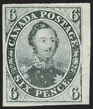 Sale Number 1224, Lot Number 317, CANADA, 1851, 6p Slate Violet, Laid Paper (2; SG 2)