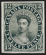 Sale Number 1236, Lot Number 2253, CANADA, 1851, 12p Black, Laid Paper (3; SG 4)