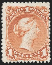 Sale Number 1243, Lot Number 542, CANADA, 1868, 1c Brown Red, Laid Paper (31; SG 55a)