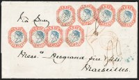 Sale Number 1286, Lot Number 253, Used in Straits Settlements--Singapore, 1854, 4a Red & Blue, 4th Printing, Head Die III, Frame Die II (6F; SG 23)