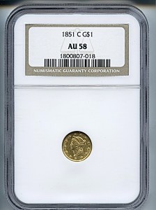 Liberty Gold, $1, 1851 - C, 7514, Obverse