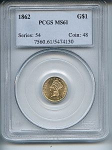 Princess Gold, $1, 1862 - , 7560, Obverse