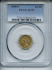 Liberty Gold, $3, 1848 - C, 7750, Obverse