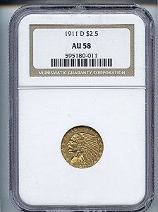 Indian Gold, $3, 1911 - D, 7943, Obverse
