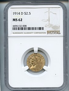 Indian Gold, $3, 1914 - D, 7947, Obverse