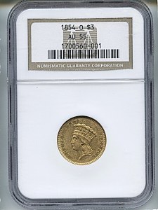Princess Gold, $3, 1854 - O, 7971, Obverse