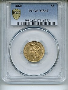 Princess Gold, $3, 1860 - , 7980, Obverse