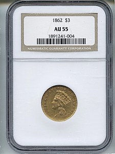 Princess Gold, $3, 1862 - , 7983, Obverse