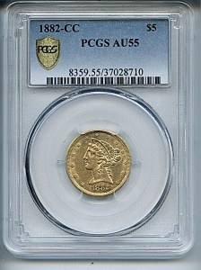 Liberty Half Eagle, $5, 1882 - CC, 8359, Obverse