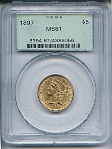 Liberty Half Eagle, $5, 1897 - , 8394, Obverse