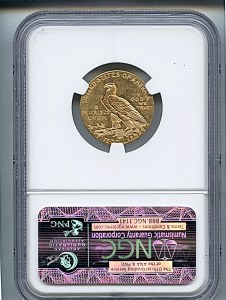 Indian Half Eagle, $5, 1908 - D, 8511, Reverse