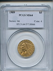 Indian Half Eagle, $5, 1909 - , 8513, Obverse