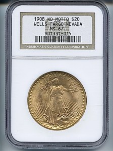 Saint-Gaudens Double Eagle, $20, 1908 - , 9142, Obverse