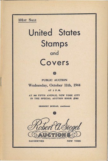 Catalog Cover Sale no. 101 — Siegel Auction Galleries