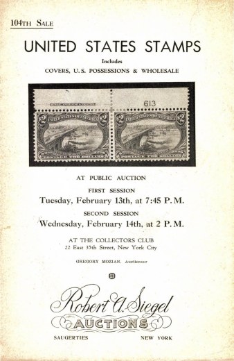 Catalog Cover Sale no. 104 — Siegel Auction Galleries