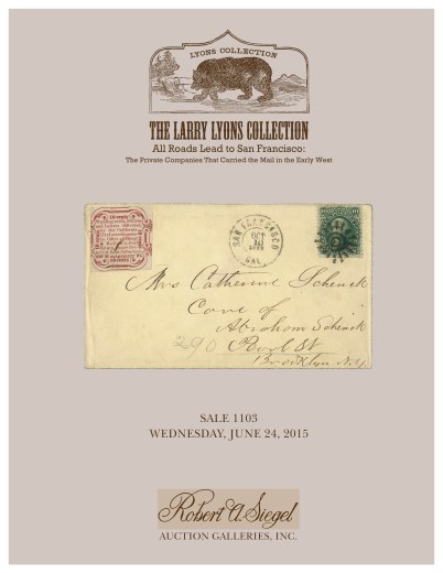 Catalog Cover Sale no. 1103 — Siegel Auction Galleries