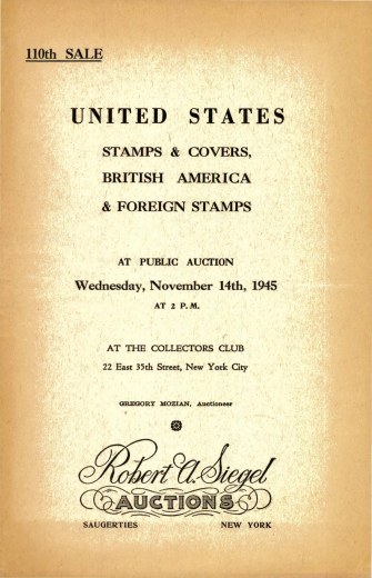 Catalog Cover Sale no. 110 — Siegel Auction Galleries