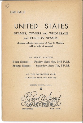 Catalog Cover Sale no. 116 — Siegel Auction Galleries