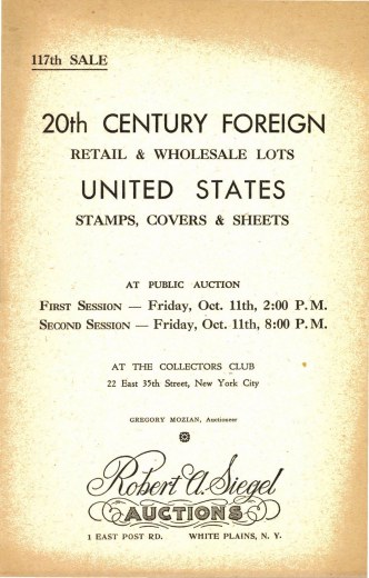 Catalog Cover Sale no. 117 — Siegel Auction Galleries