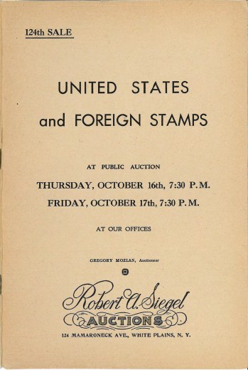 Catalog Cover Sale no. 124 — Siegel Auction Galleries