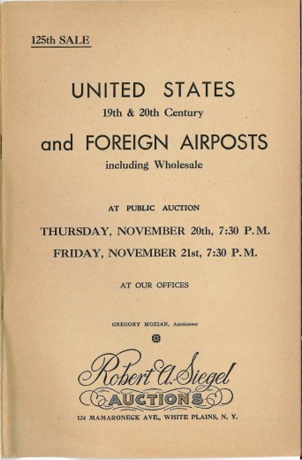 Catalog Cover Sale no. 125 — Siegel Auction Galleries