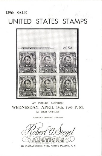 Catalog Cover Sale no. 129 — Siegel Auction Galleries