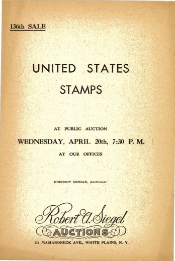 Catalog Cover Sale no. 136 — Siegel Auction Galleries