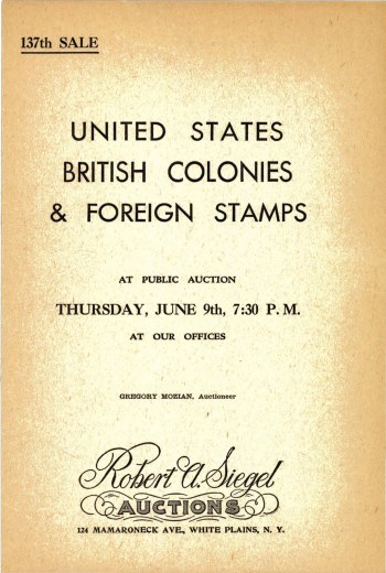 Catalog Cover Sale no. 137 — Siegel Auction Galleries