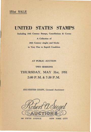 Catalog Cover Sale no. 151 — Siegel Auction Galleries