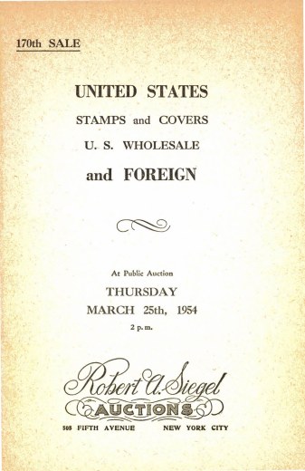 Catalog Cover Sale no. 170 — Siegel Auction Galleries