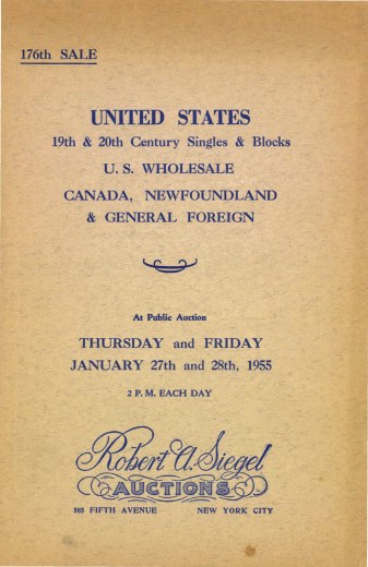 Catalog Cover Sale no. 176 — Siegel Auction Galleries