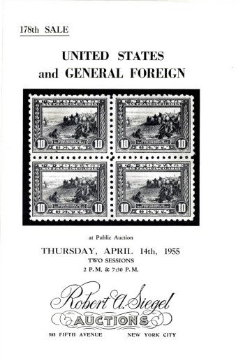 Catalog Cover Sale no. 178 — Siegel Auction Galleries