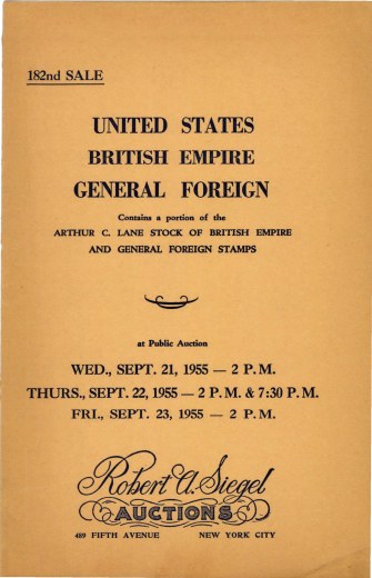 Catalog Cover Sale no. 182 — Siegel Auction Galleries