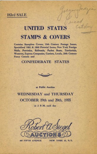 Catalog Cover Sale no. 183 — Siegel Auction Galleries