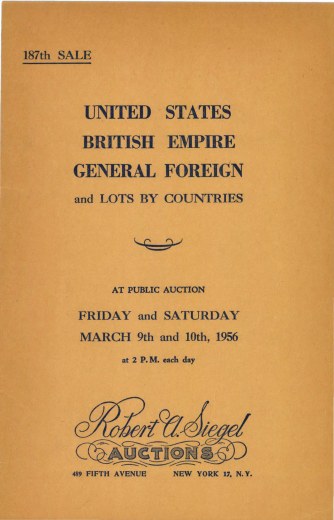 Catalog Cover Sale no. 187 — Siegel Auction Galleries