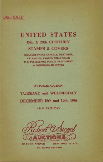 Catalog Cover Sale no. 196 — Siegel Auction Galleries
