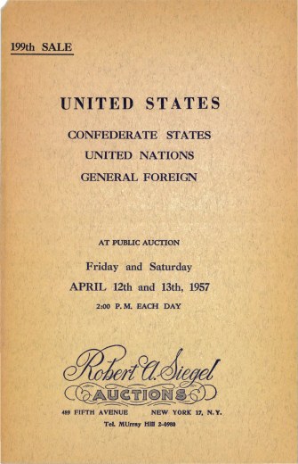 Catalog Cover Sale no. 199 — Siegel Auction Galleries