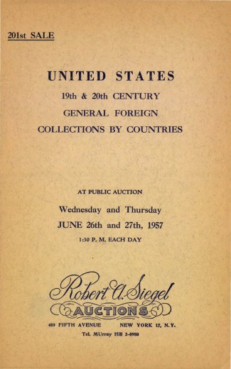 Catalog Cover Sale no. 201 — Siegel Auction Galleries