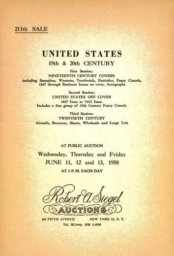 Catalog Cover Sale no. 211 — Siegel Auction Galleries