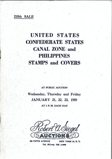 Catalog Cover Sale no. 215 — Siegel Auction Galleries