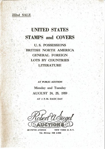 Catalog Cover Sale no. 222 — Siegel Auction Galleries