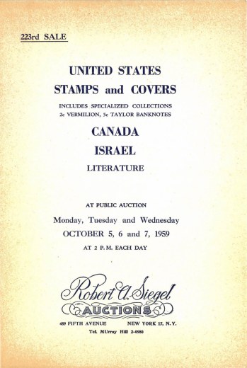 Catalog Cover Sale no. 223 — Siegel Auction Galleries
