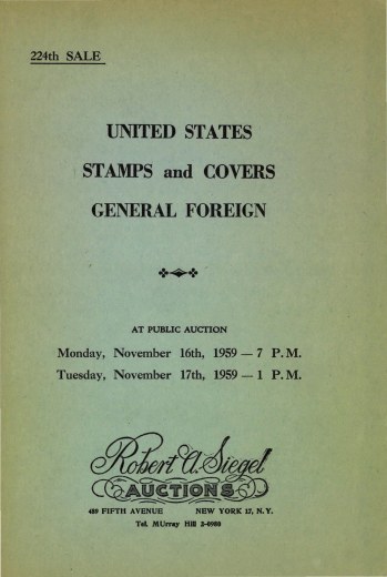 Catalog Cover Sale no. 224 — Siegel Auction Galleries