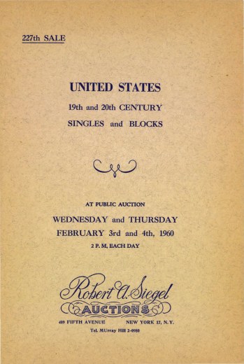 Catalog Cover Sale no. 227 — Siegel Auction Galleries